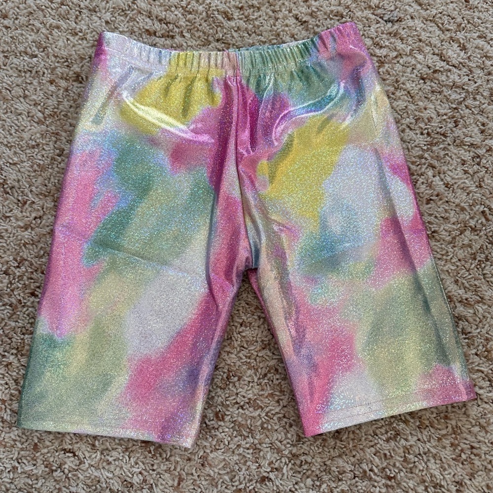 Girls' Metallic Pastel Tie-Dye Bike Shorts - Shimmer